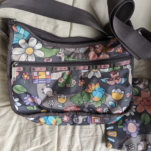 LeSportsac Floral Gray Crossbody Bag - Picture 3 of 5